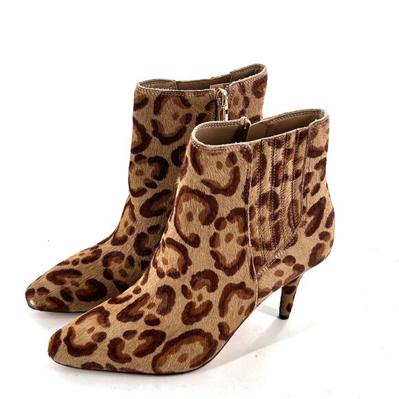 VINCE CAMUTO Ambind Boot 6.5 Calf Hair Tan NWOT Leopard Cheetah Heel Bootie - Picture 5 of 7